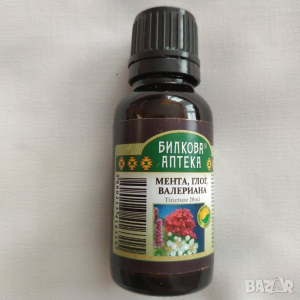 Тинктура Мента, глог, валериана 20 мл. Биохерба, снимка 1
