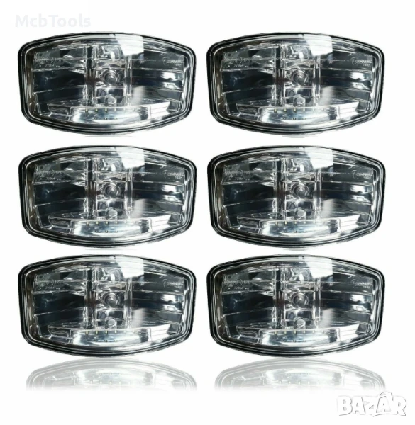 6 бр. Лед Led Правоъгълен Халоген за Тир, Камион, снимка 1