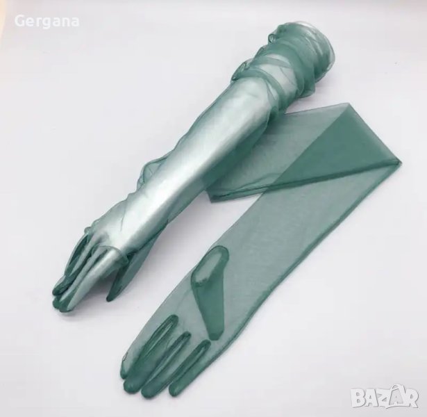 тъмно зелени дълги ръкавици, снимка 1