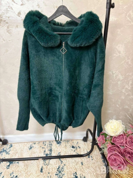 кашмирена жилетка / палто с пухена яка , снимка 1