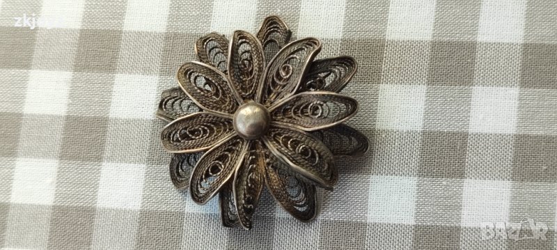 СТАРИННА СРЕБЪРНА (ПРОБА 900) БРОШКА ФИЛИГРАН, снимка 1