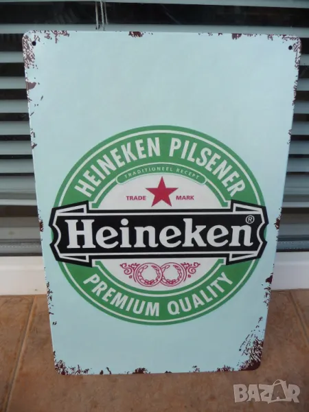 Метална табела бира Heineken Premium Quality Хайнекен бирите лого звезда, снимка 1