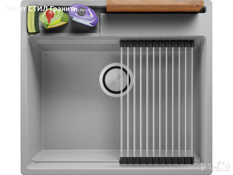 Кухненска Мивка от гранит модел Осло 40 Премиум 380 x 530 мм - сива, снимка 1