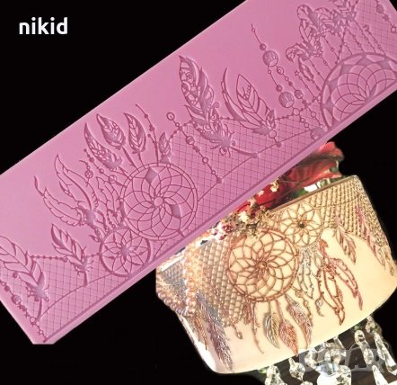 Капан за Сънища пера голяма дантела силиконов молд украса торта фондан гъмпейст декорация, снимка 1