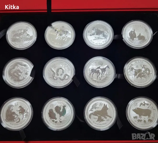 1 OZ Лунар II -Пълен Сет Австралийски Лунари +Ориг. кутия, снимка 1