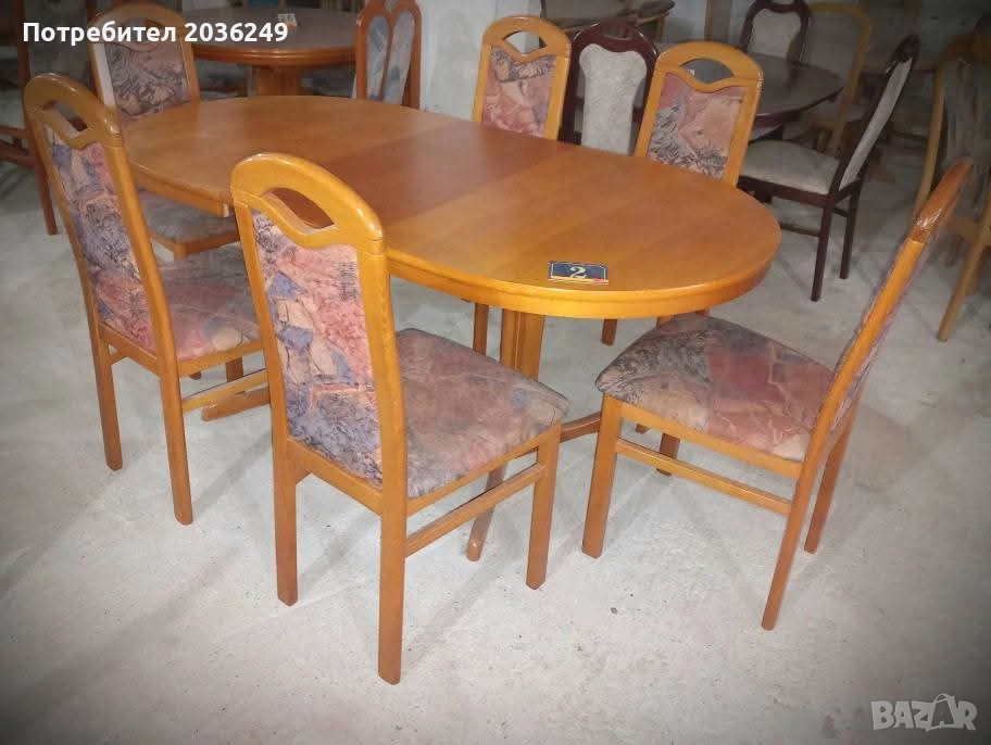 Комплект масивна разтегателна маса с 6 стола- Автомат , снимка 1