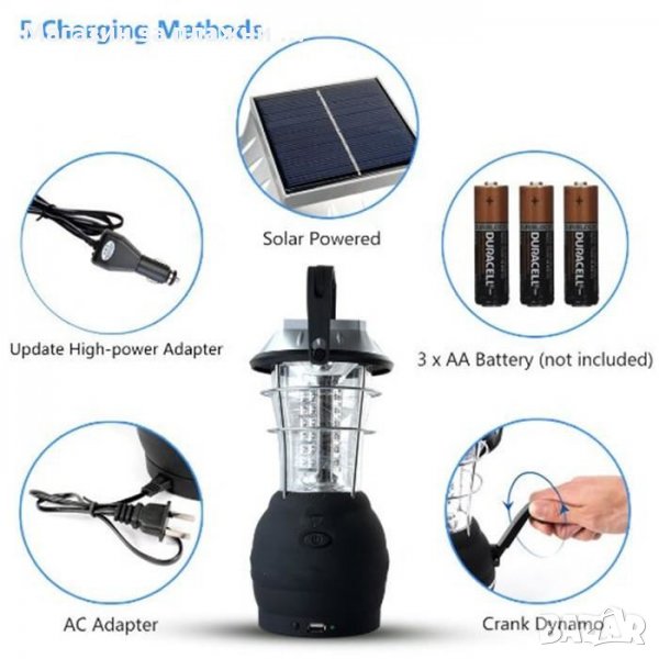 Соларна къмпинг лампа/фенер с динамо , снимка 1
