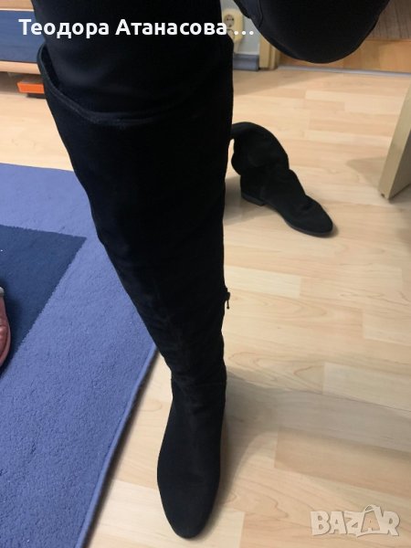 Естествен велур чизми над коляното, номер 38., снимка 1