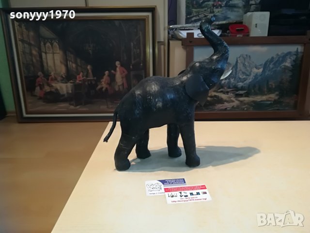 голям кожен слон-35х32х12см-внос швеицария, снимка 10 - Колекции - 28337821
