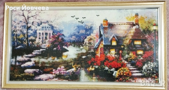 Ръчно бродирана гоблен в рамка