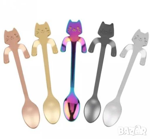 Лъжица за кафе цвят 🌈 и елементи на котенце, снимка 3 - Прибори за хранене, готвене и сервиране - 28007613