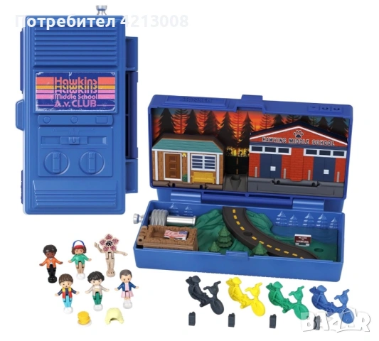 Polly Pocket Collector Playset, Stranger Things Compact with 6 Special Edition Polly Pocket, снимка 2 - Колекции - 53534763