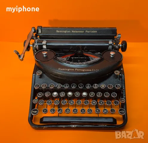 Антична Безшумна Пишеща Машина Remington Noiseless Made in USA Португалска Клавиатура 1931 година !, снимка 3 - Антикварни и старинни предмети - 50071827