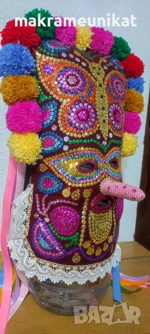 Кукерска маска, гугла, ръчна изработка, капашон,Новодел, Сурва, Кукерландия, снимка 2 - Колекции - 42880006