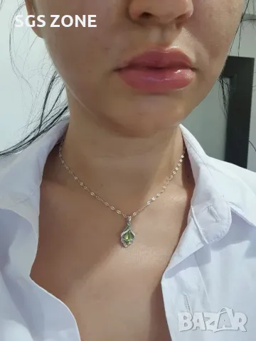 Сребърна Висулка с Перидот , снимка 3 - Колиета, медальони, синджири - 49797424