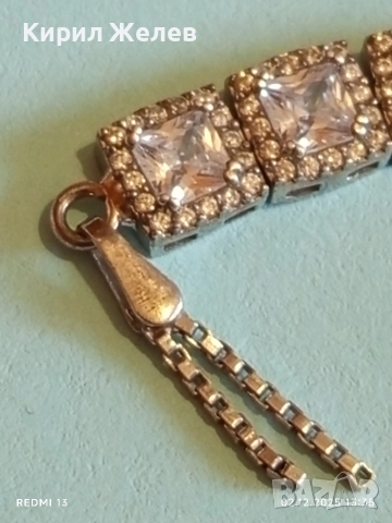 Сребърна тенис гривна с циркониеви камъни елегантен дизайн 52427, снимка 5 - Гривни - 52625225