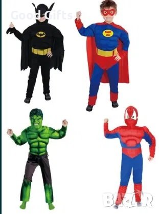 Детски Костюм Спайдърмен с мускули, батман с мускули, супермен , капитан америка