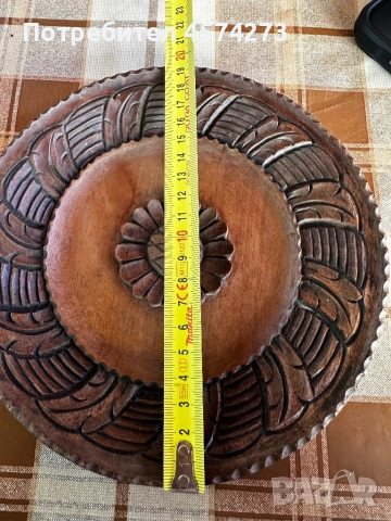 Дървена чиния дърворезба от махагон за декорация , снимка 3 - Антикварни и старинни предмети - 51473657