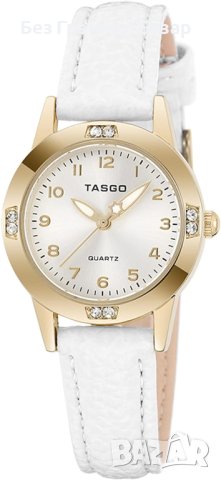 Нов Бял Дамски кожен кварцов часовник Водоустойчив Подарък, снимка 1