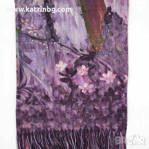 Дамски комплект -Шапка тип барета, кашмирен шал и ръкавици с пух в лилаво Код на продукта:DAK-0018, снимка 3 - Подаръци за жени - 52201162