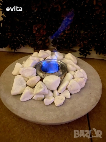 🌿 Ръчно изработена огнена купа с камъни – декорация и подарък с уют