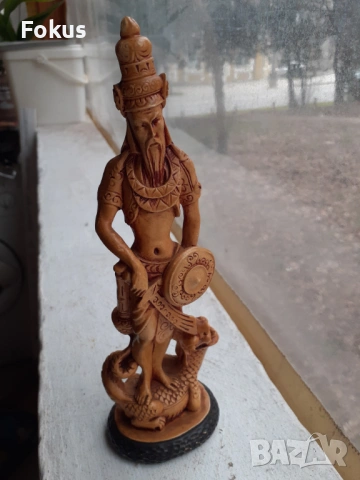 Стара статуетка на китаец фигура паста смола, снимка 6 - Антикварни и старинни предмети - 53430937