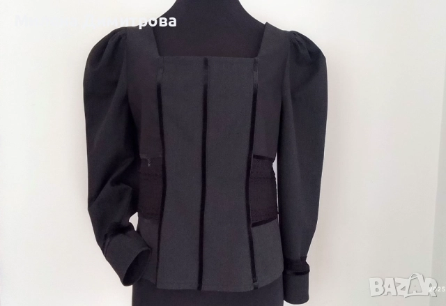 Дамска блуза с буфан ръкав ръчна изработка 