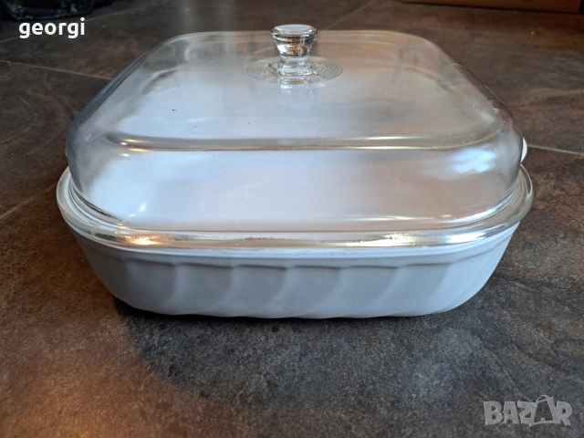 френско квадратно керамично плато със стъклен похлупак 29/6