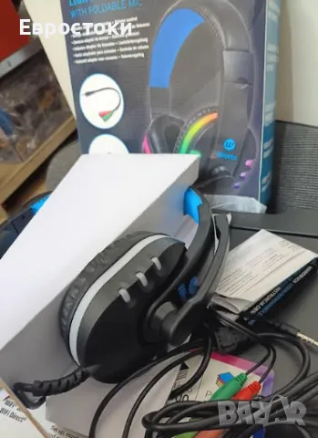 Геймърски слушалки iWotto, кабелни слушалки за игри с микрофон, RGB осветление, снимка 9 - Аксесоари - 49584331