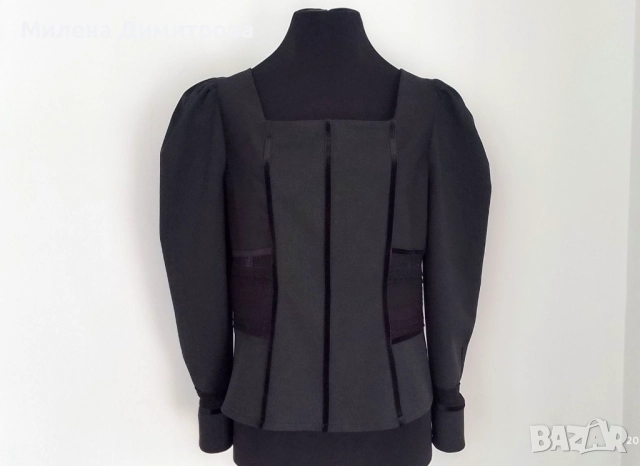 Дамска блуза с буфан ръкав ръчна изработка , снимка 5 - Блузи с дълъг ръкав и пуловери - 52487885