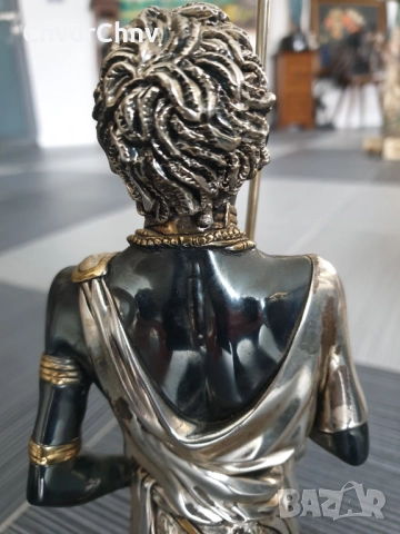 CIARTE Blackmoor статуетка посребрен резин 39см/италианска фигура на негър-войн/злато-сребро 925, снимка 10 - Статуетки - 52897142
