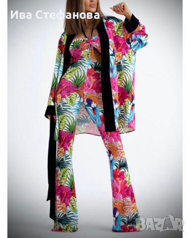 Разкошна кимоно one size размер екзотичен принт цветя флорален десен птици птица , снимка 9 - Гащеризони - 39972268