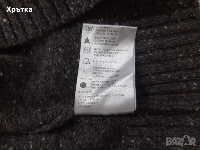 Bogner - Оригинален мъжки пуловер от вълна с цип р-р 52 / L, снимка 10 - Пуловери - 53464185