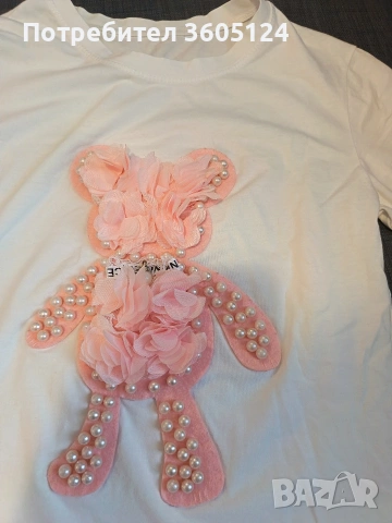 дамски комплект тениска и дънкови панталонки размер L, снимка 4 - Тениски - 53069327