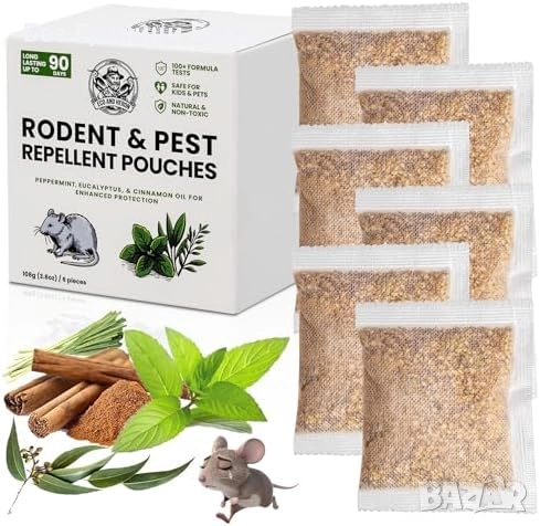 Нови 6 броя Натурален репелент срещу мишки, плъхове и паяци – масло от мента
