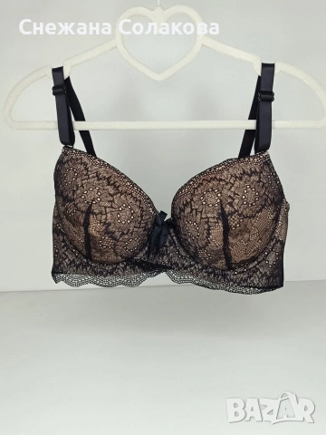 Луксозен сутиен в черен и бежов цвят /чашка D/