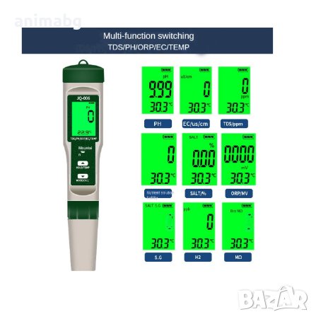 ANIMABG Многофункционален тестер за качество на водата, PH, EC, TDS, ORP, H2, снимка 9 - Друга електроника - 43824038