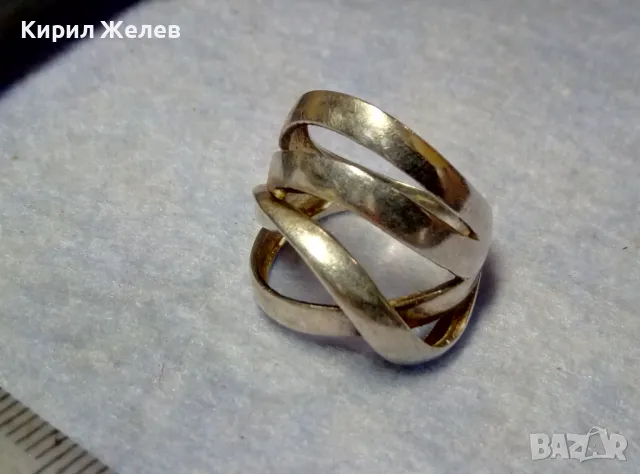 СТАР ШИКОЗЕН СРЕБЪРЕН ПРЪСТЕН СРЕБРО 925 АЖУРНА ХУДОЖЕСТВЕНА РЪЧНА БИЖУТЕРСКА ИЗРАБОТКА 30430, снимка 5 - Пръстени - 49885925