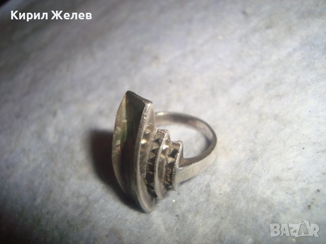 СТАР СРЕБЪРЕН АРТ ПРЪСТЕН СРЕБРО 925 с МАРКАЗИТИ 27560, снимка 13 - Пръстени - 36776617