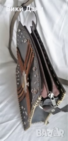Хипи Рокер дамска чанта кожа рок кован метал, снимка 7 - Чанти - 34826473