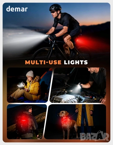 Велосипедни светлини 1500LM Супер ярки, отпред и отзад, 4+5 режима, IP65, 2600mAh, снимка 7 - Аксесоари за велосипеди - 53604252