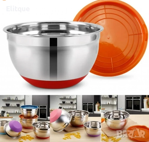 Купа от неръждаема стомана с капак и противоплъзгаща се силиконова основа - 2бр, снимка 8 - Други - 52744894