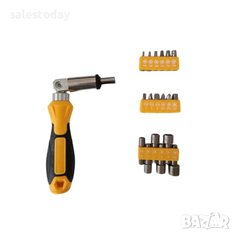 Отвертка с тресчотка + накрайници, железария, 19 бр. , снимка 3 - Отвертки - 52047709