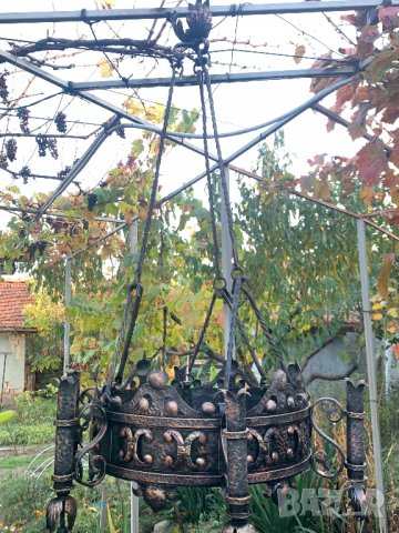Голям старинен полилей кандилабър от нач. на 20-ти век от ковано желязо!, снимка 2 - Антикварни и старинни предмети - 38535103