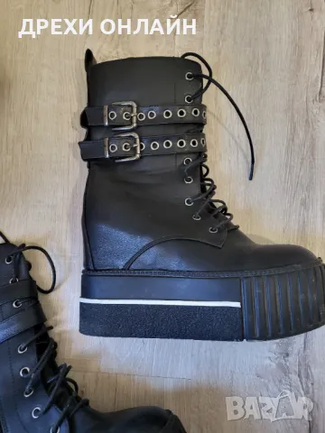 Черни боти на платформа , снимка 3 - Дамски боти - 48898879
