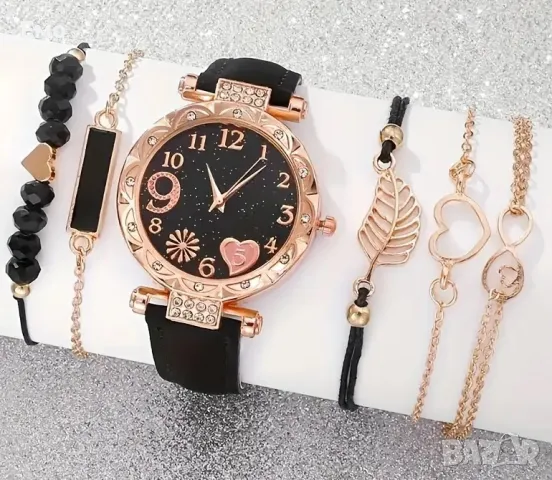 Дамски часовник със сърце - 6 в 1

