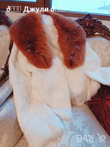 Палто с естествен косъм от чинчила и лисица, снимка 14 - Палта, манта - 48772579