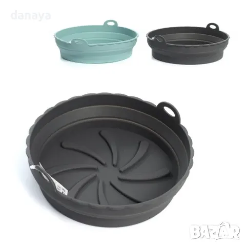 5520 Сгъваема силиконова тавичка за еър фрайър форма за Airfryer, 20 см, снимка 4 - Съдове за готвене - 48168838