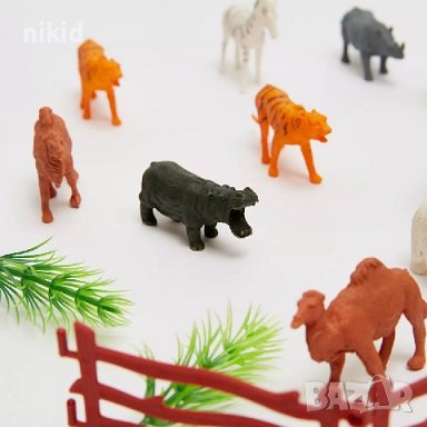 12 бр малки зоо диви джунгла сафари животни пластмасови фигурки играчки за игра и украса торта, снимка 6 - Фигурки - 40430859