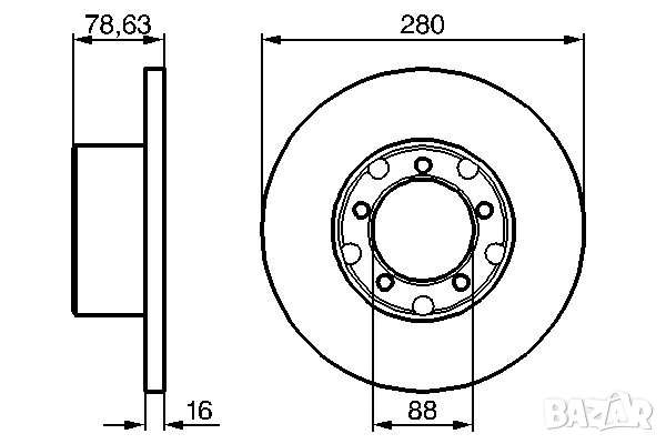 Диск спирачен преден дeсен/ляв за MERCEDES T1,T2 № M2141P, снимка 3 - Части - 50679581